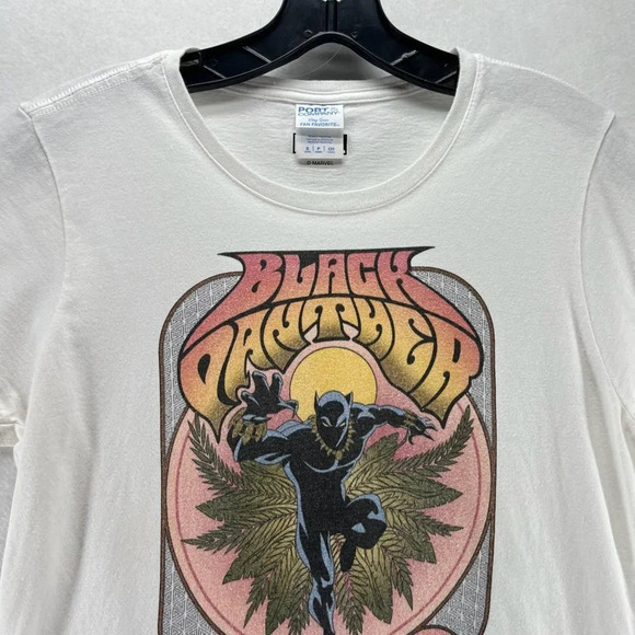 Marvel Black Panther T-Shirt Womens Size S Graphic Short Sleeve Cotton White - Picture 2 of 11